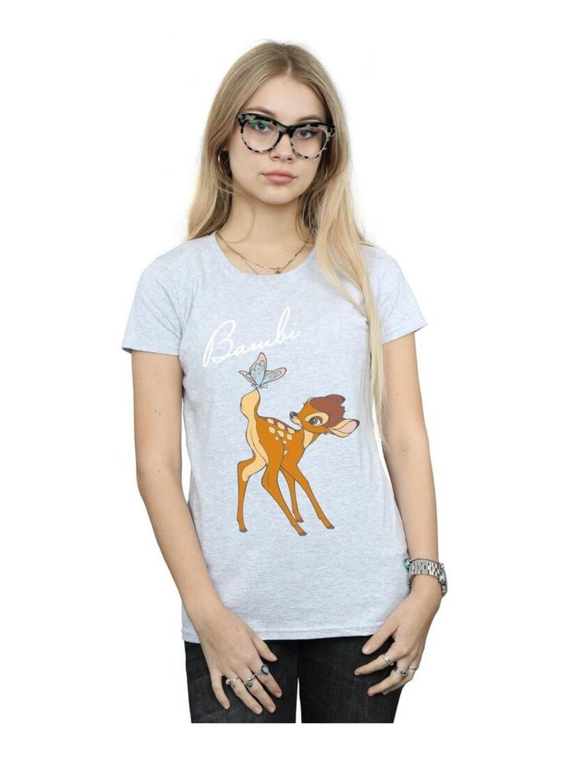 Disney - T-shirt motif Bambi motif/style Papillon Gris chiné - Kiabi