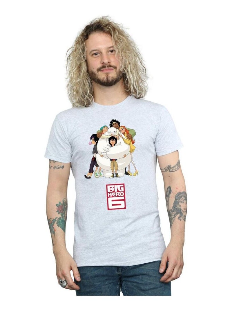 Disney - T-shirt motif Baymax motif/style Câlin BIG HERO Gris chiné - Kiabi