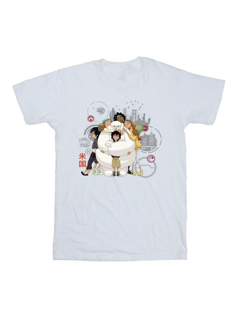 Disney - T-shirt motif Baymax motif/style câlin de groupe BIG HERO Blanc - Kiabi