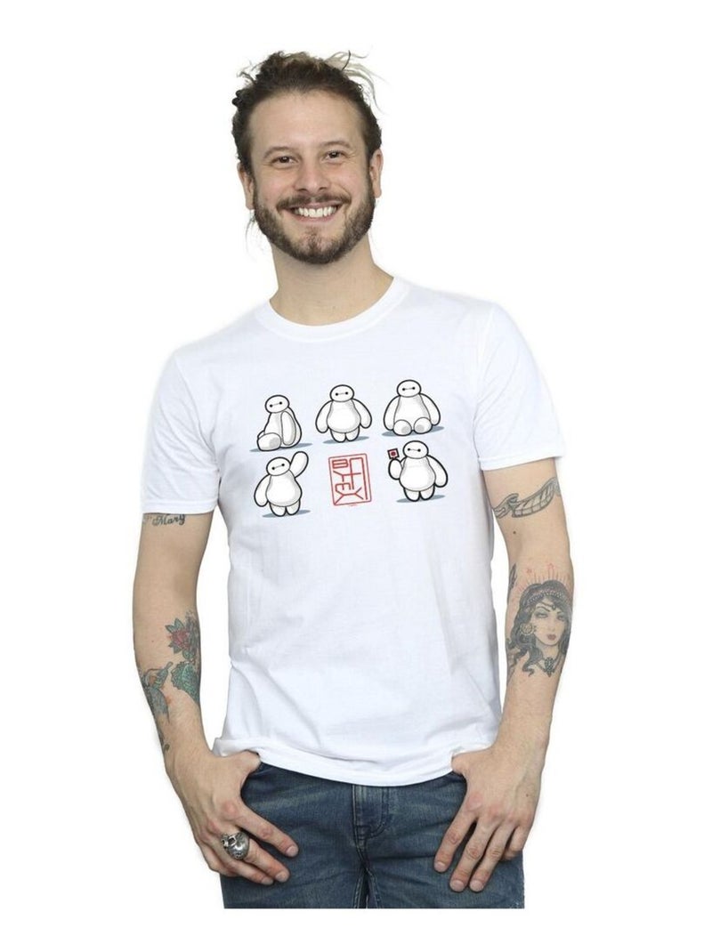 Disney - T-shirt motif Baymax motif/style Plusieurs poses BIG HERO Blanc - Kiabi