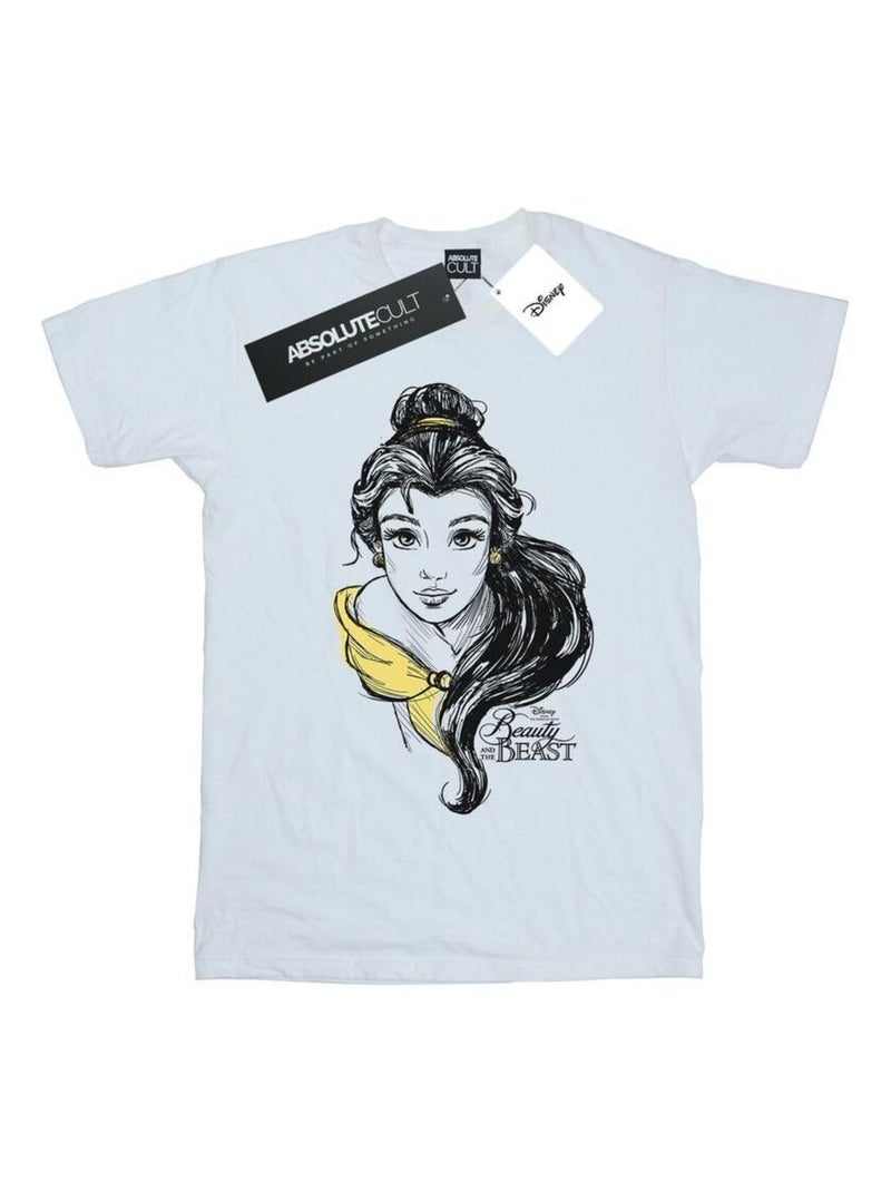 Disney - T-shirt motif Belle motif/style croquis Blanc - Kiabi