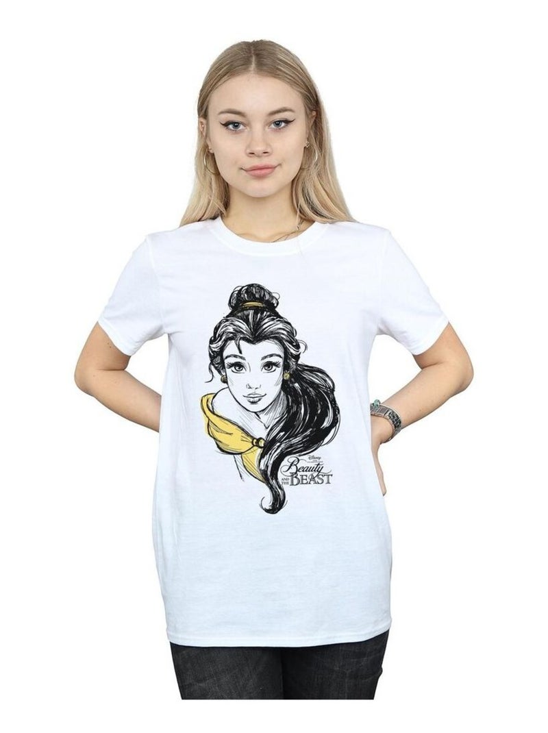 Disney - T-shirt motif Belle motif/style croquis Blanc - Kiabi