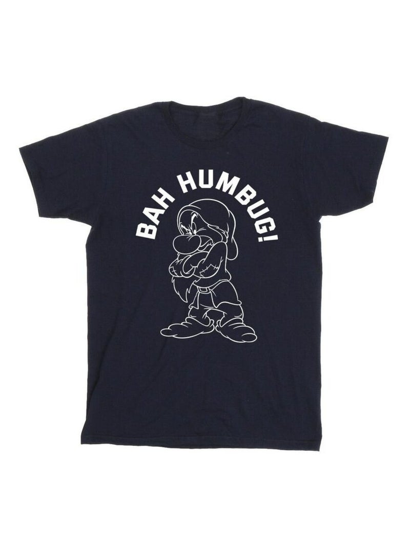 Disney - T-shirt motif Blanche-Neige et Grincheux HUMBUG Bleu marine - Kiabi