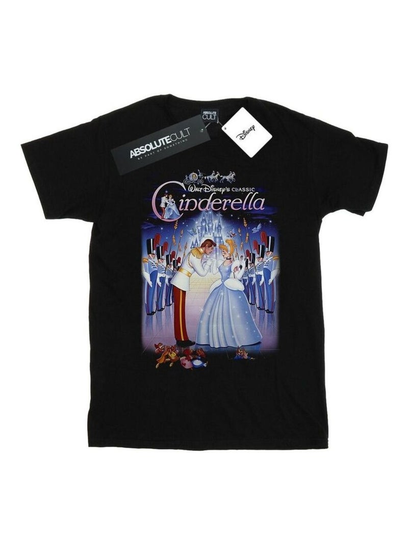 Disney - T-shirt motif Cendrillon motif/style affiche de collage Noir - Kiabi