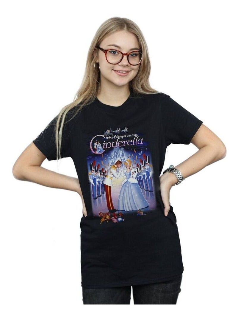 Disney - T-shirt motif Cendrillon motif/style affiche de collage Noir - Kiabi