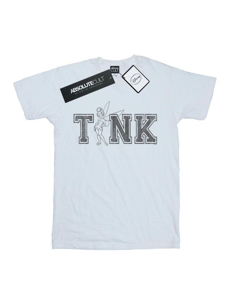Disney - T-shirt motif Clochette motif/style Universitaire TINK Blanc - Kiabi