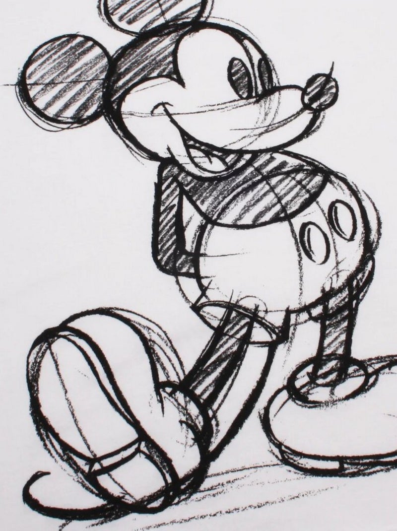 Disney - T-shirt motif croquis de Mickey Mouse (Mickey Mouse) Blanc - Kiabi