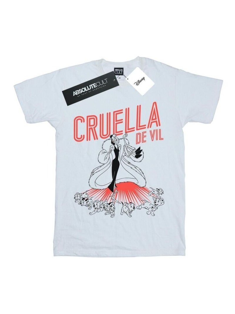 Disney - T-shirt motif Cruella d'Enfer motif/style Dalmatien Blanc - Kiabi