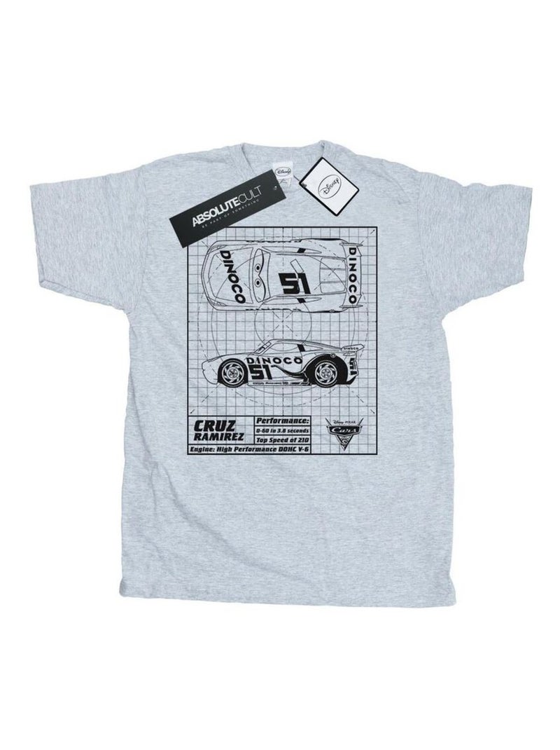 Disney - T-shirt motif Cruz Ramirez motif/style plan CARS Gris chiné - Kiabi