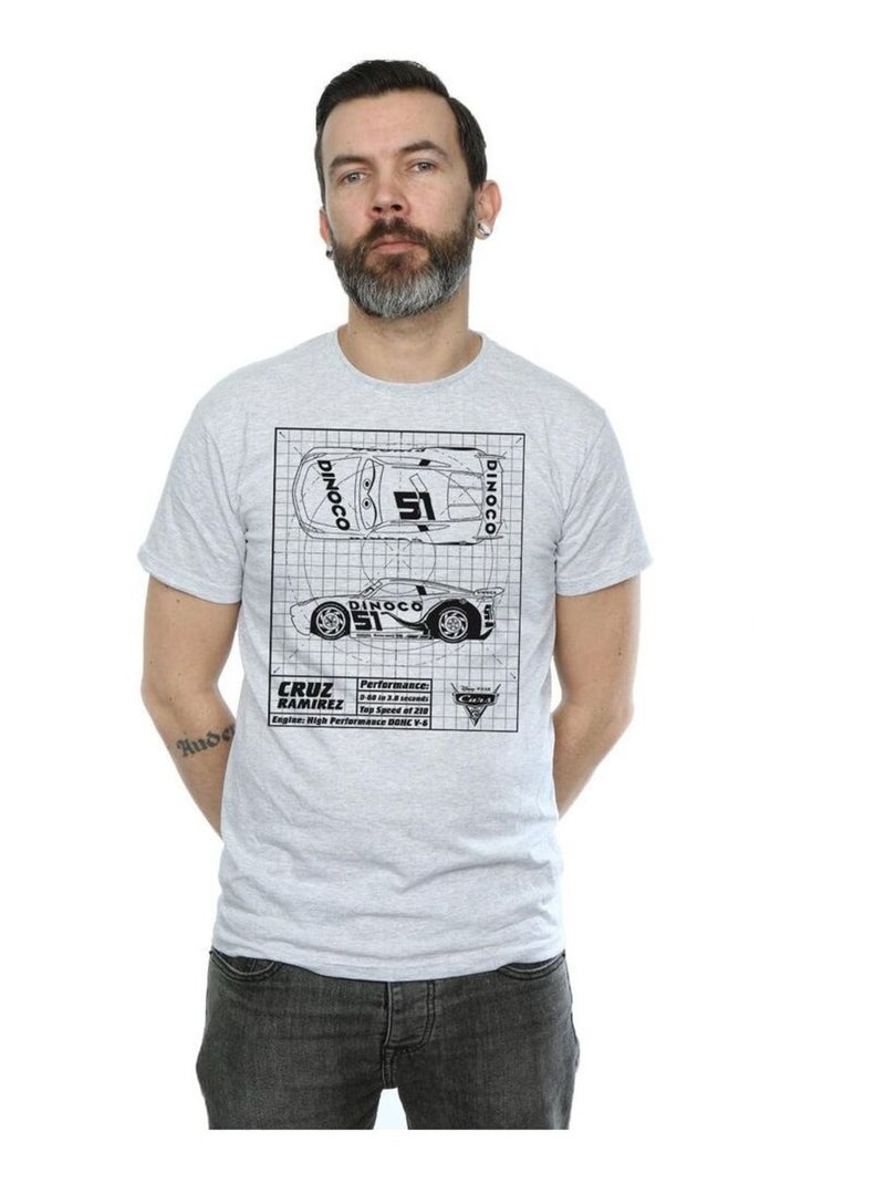 Disney - T-shirt motif Cruz Ramirez motif/style plan CARS Gris chiné - Kiabi
