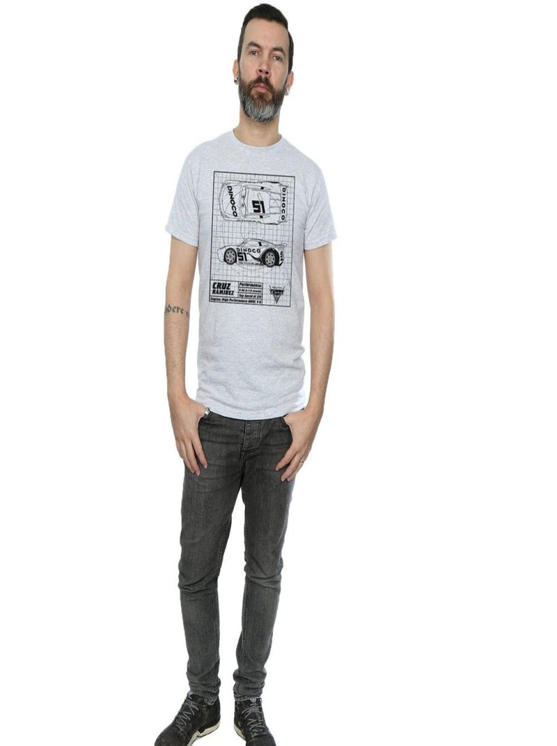 Disney - T-shirt motif Cruz Ramirez motif/style plan CARS Gris chiné - Kiabi