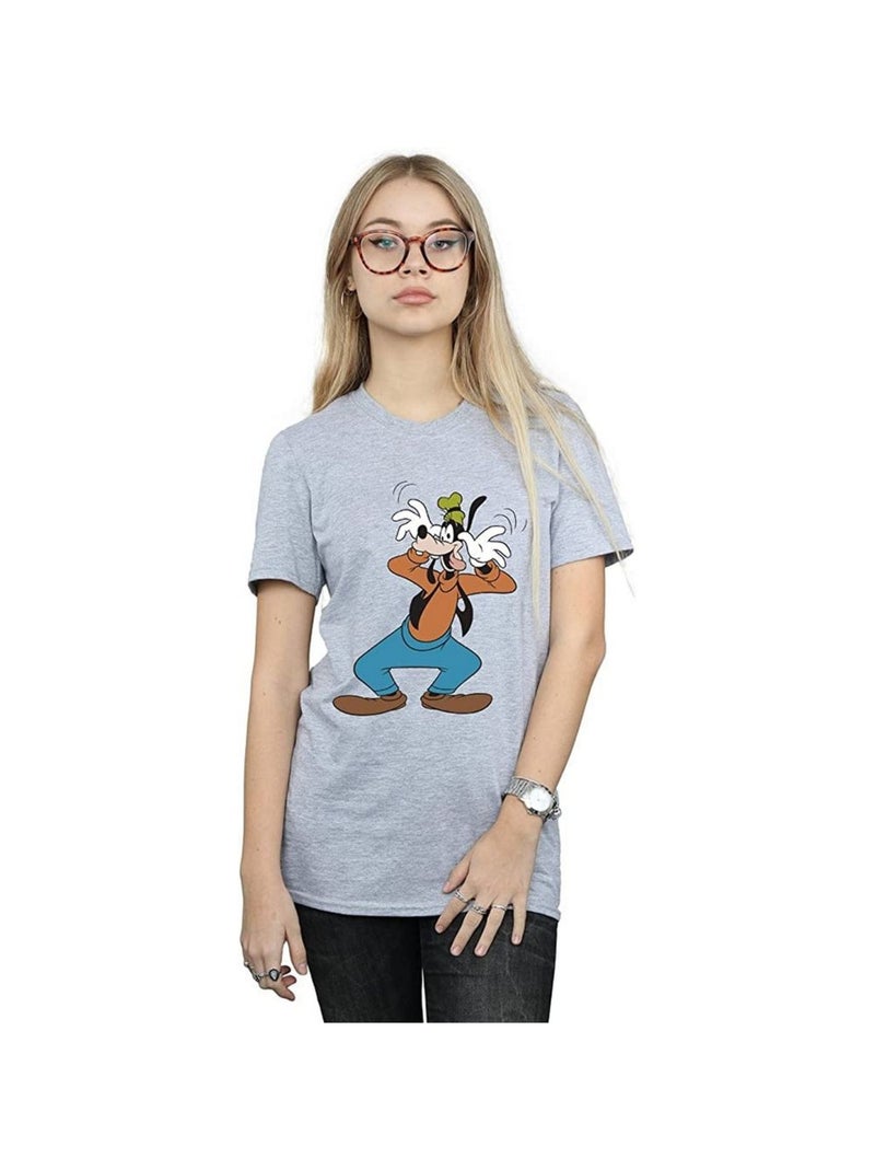 Disney - T-shirt motif Dingo CRAZY (Dingo) Gris chiné - Kiabi