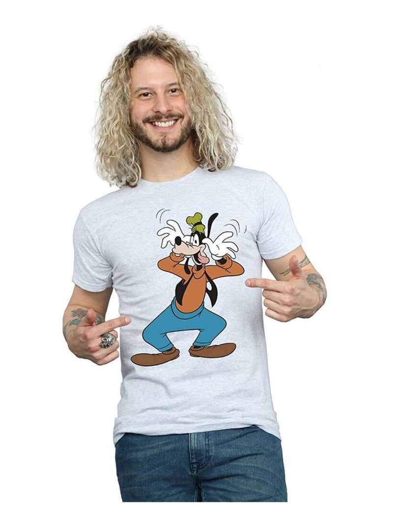 Disney - T-shirt motif Dingo CRAZY Gris chiné - Kiabi