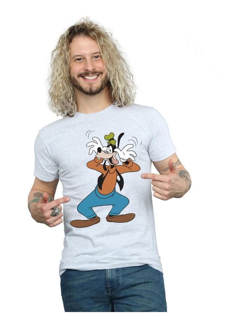 Disney - T-shirt motif Dingo CRAZY Gris chiné - Kiabi