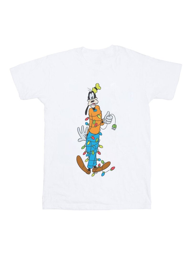 Disney - T-shirt motif Dingo motif/style Lumières de Noël Blanc - Kiabi
