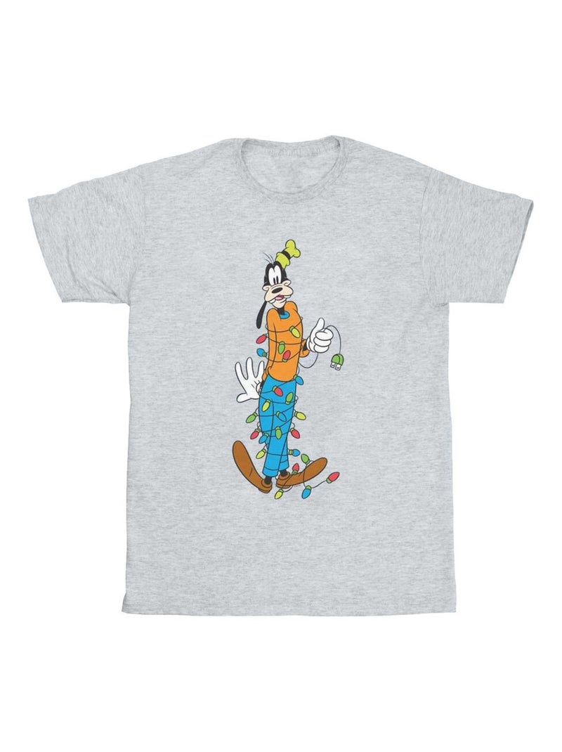 Disney - T-shirt motif Dingo motif/style Lumières de Noël Gris chiné - Kiabi