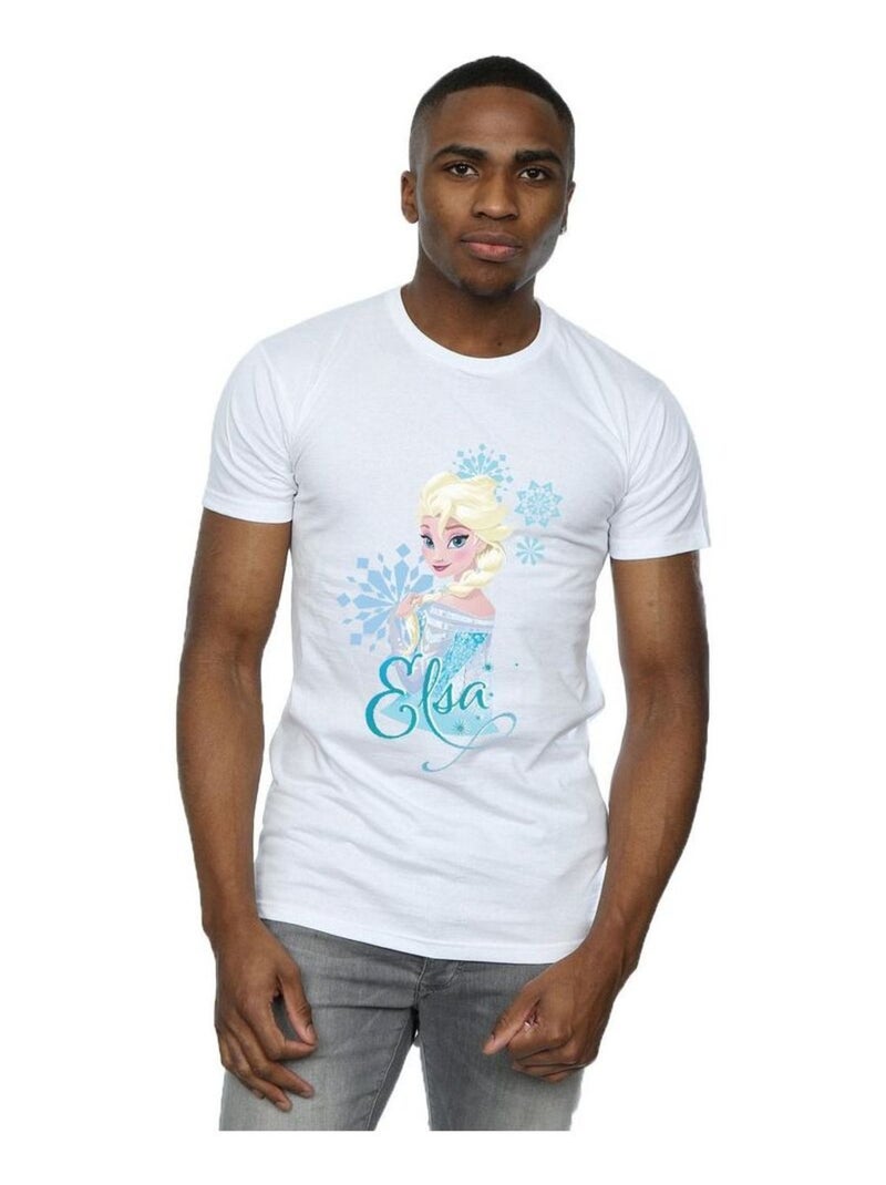 Disney - T-shirt motif Elsa motif/style Flocons de neige FROZEN Blanc - Kiabi