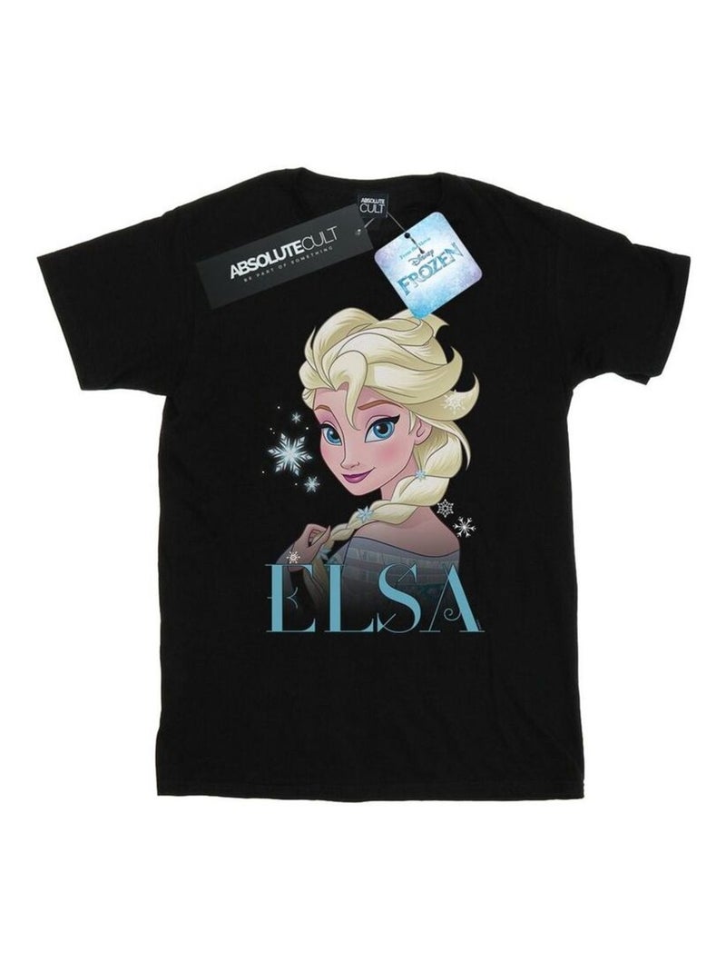 Disney - T-shirt motif Elsa motif/style Flocons de neige La Reine des Neiges Noir - Kiabi