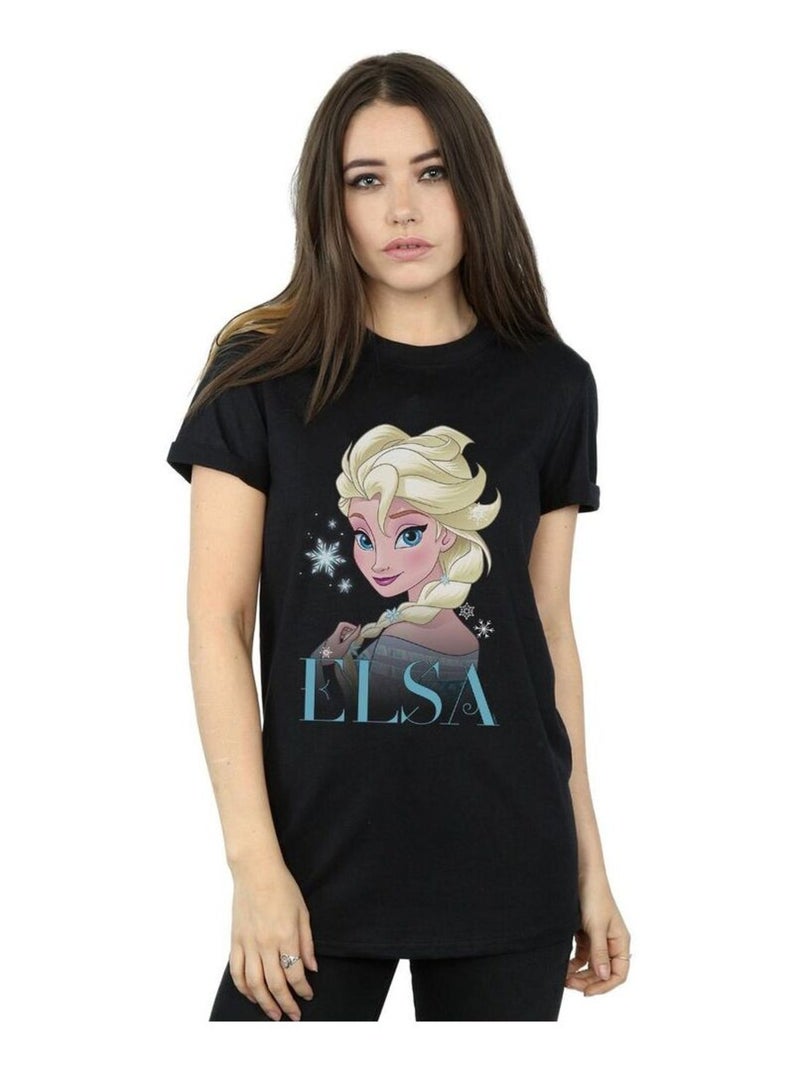 Disney - T-shirt motif Elsa motif/style Flocons de neige La Reine des Neiges Noir - Kiabi