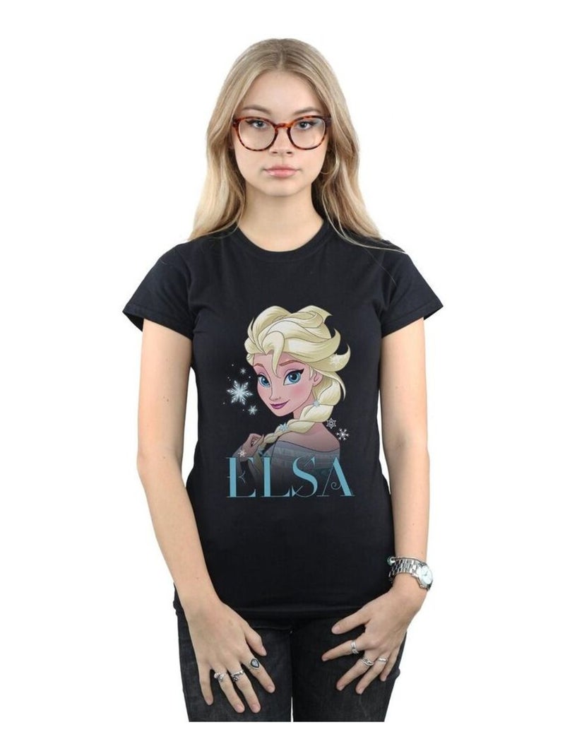 Disney - T-shirt motif Elsa motif/style Flocons de neige La Reine des Neiges Noir - Kiabi