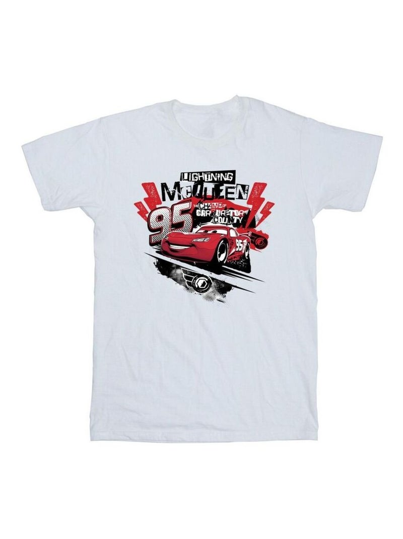 Disney - T-shirt motif Flash McQueen motif/style Collage Voitures Blanc - Kiabi
