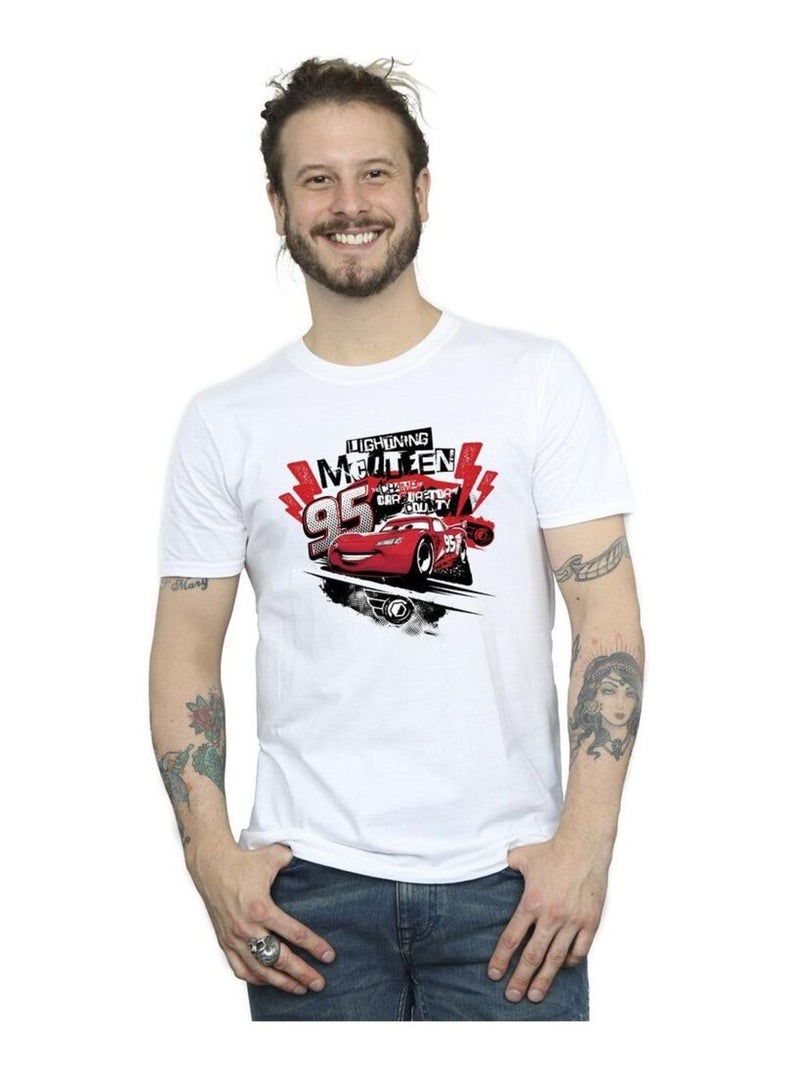 Disney - T-shirt motif Flash McQueen motif/style Collage Voitures Blanc - Kiabi