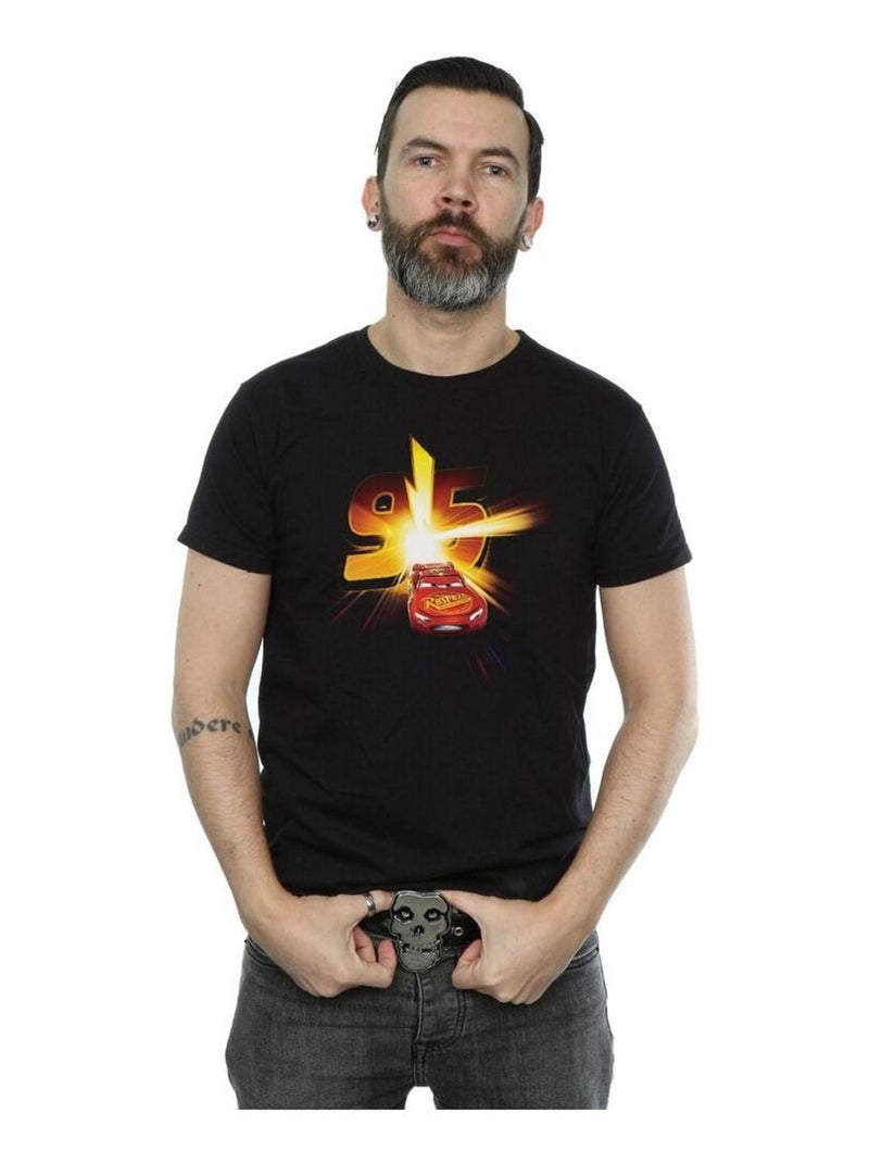 Disney - T-shirt motif Flash McQueen motif/style Émerge Voitures Noir - Kiabi