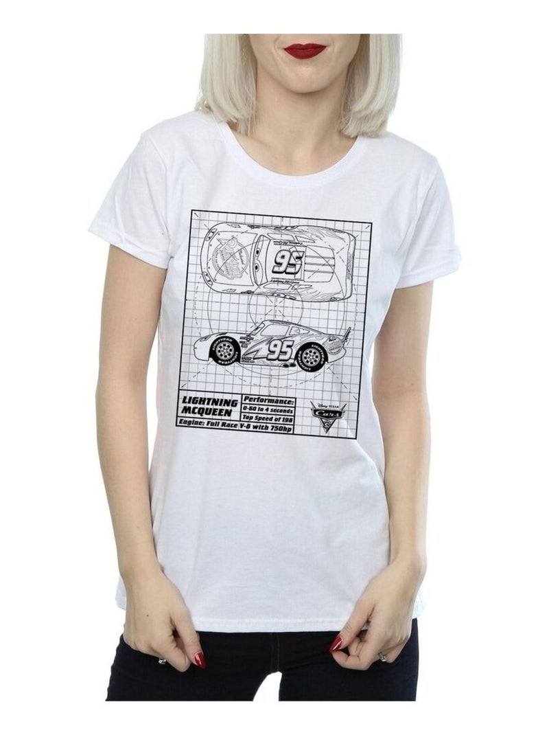 Disney - T-shirt motif Flash McQueen motif/style plan CARS Blanc - Kiabi