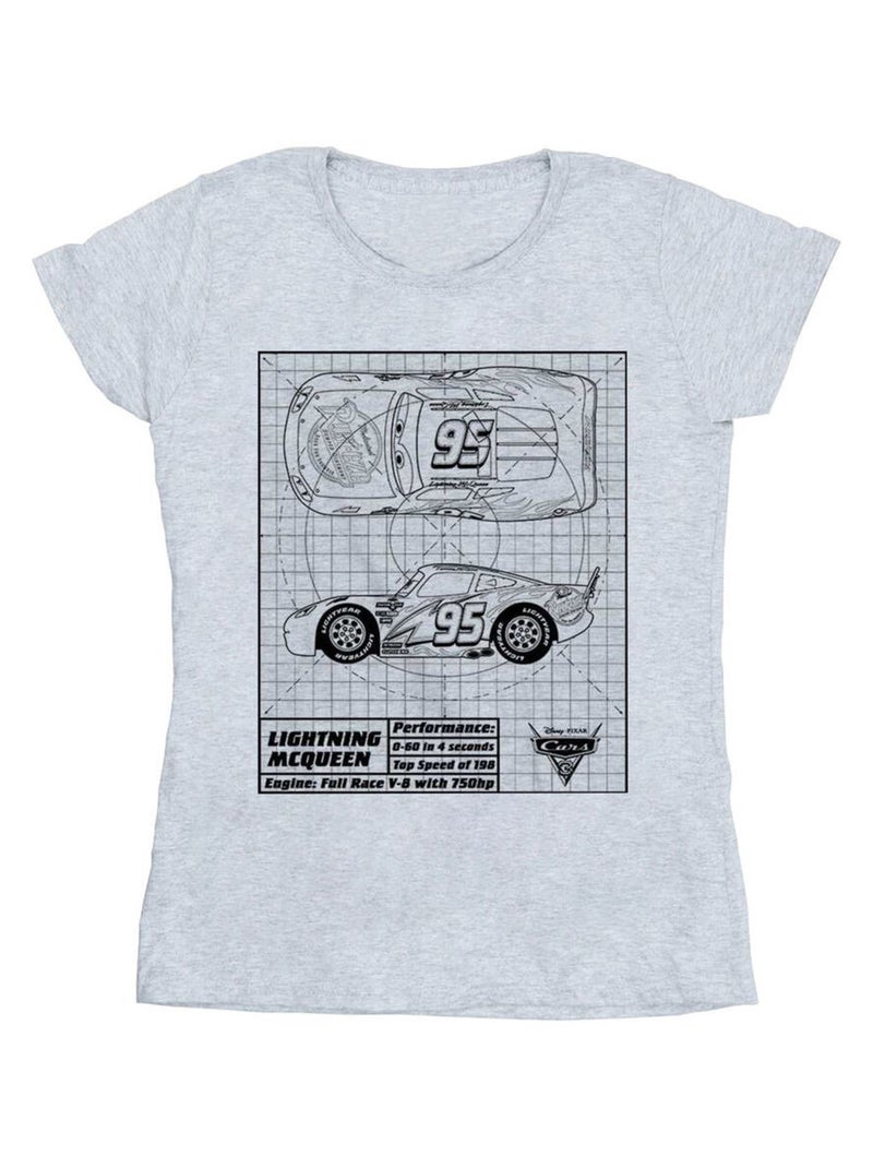 Disney - T-shirt motif Flash McQueen motif/style plan CARS Gris chiné - Kiabi