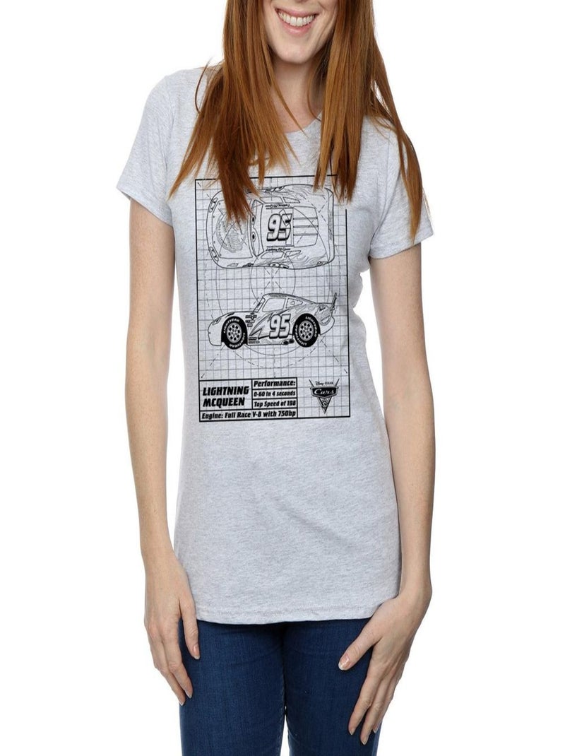 Disney - T-shirt motif Flash McQueen motif/style plan CARS Gris chiné - Kiabi