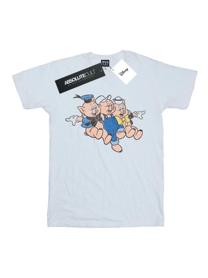 Disney - T-shirt motif Les trois petits cochons motif/style saut d'obstacles Blanc - Kiabi