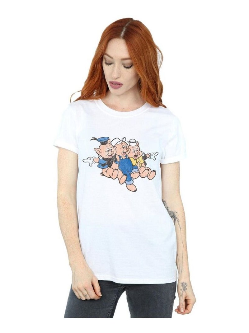 Disney - T-shirt motif Les trois petits cochons motif/style saut d'obstacles Blanc - Kiabi