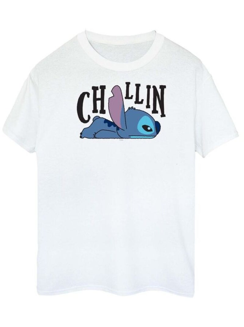 Disney - T-shirt motif Lilo et Stitch CHILLIN Blanc - Kiabi