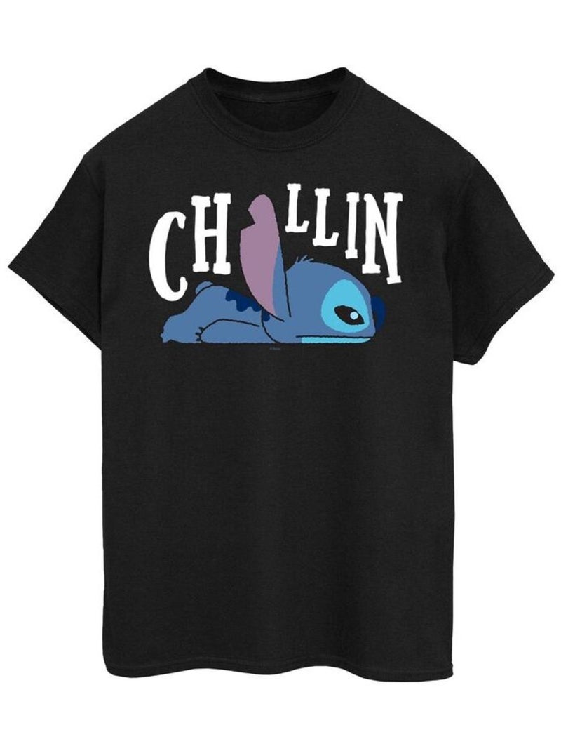 Disney - T-shirt motif Lilo et Stitch CHILLIN Noir - Kiabi