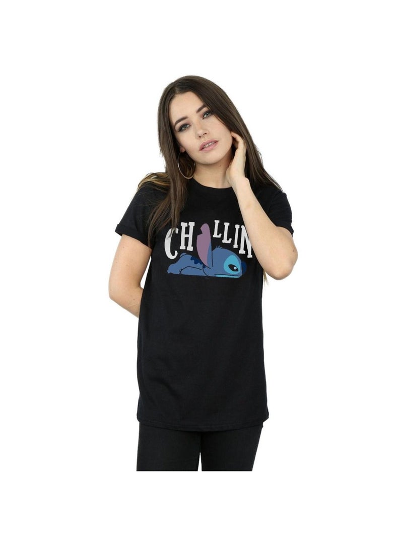 Disney - T-shirt motif Lilo et Stitch CHILLIN Noir - Kiabi