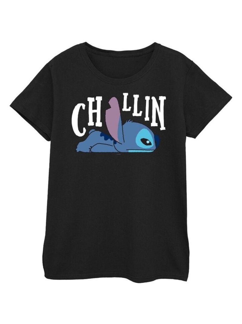 Disney - T-shirt motif Lilo et Stitch CHILLIN Noir - Kiabi
