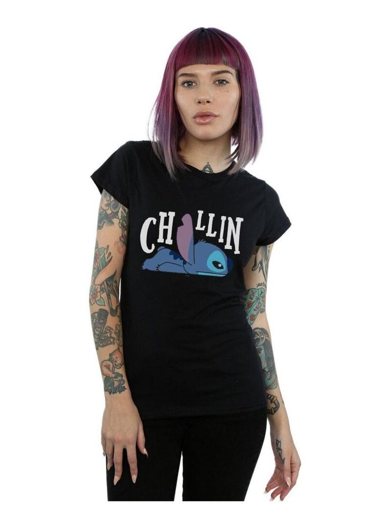Disney - T-shirt motif Lilo et Stitch CHILLIN Noir - Kiabi