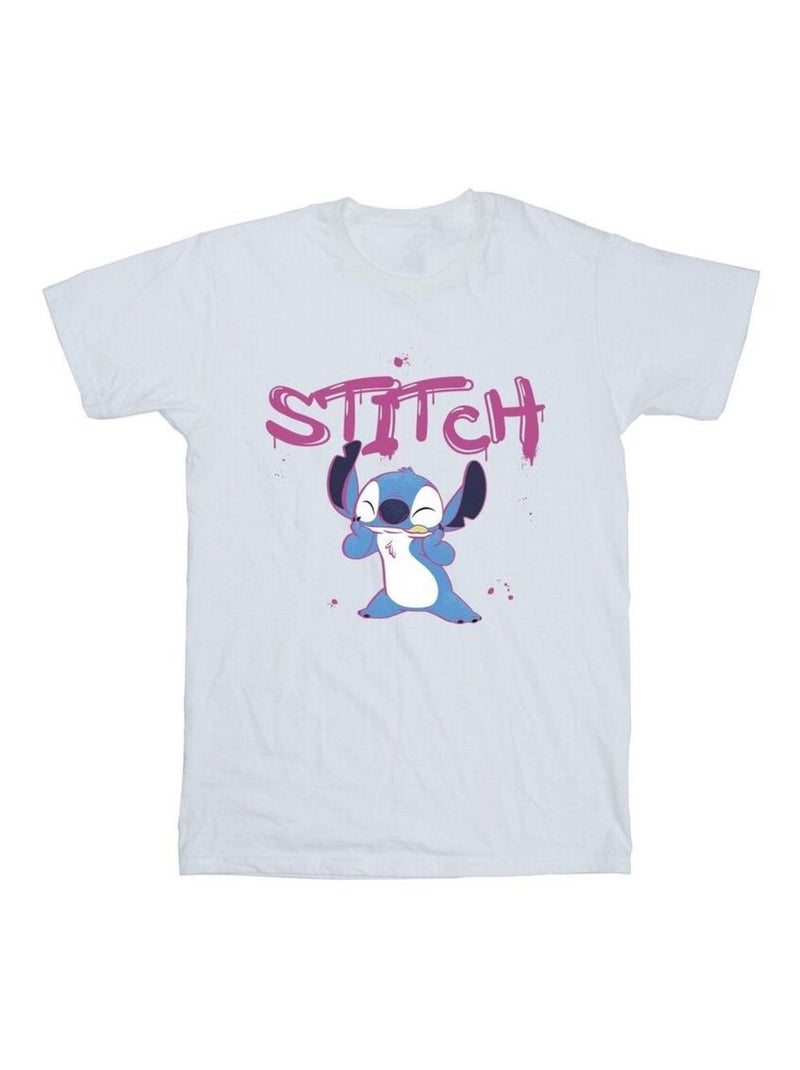 Disney - T-shirt motif Lilo et Stitch motif/style graffiti Blanc - Kiabi