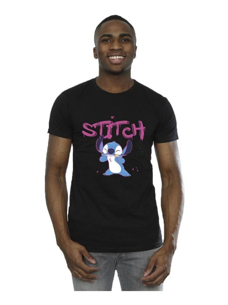 Disney - T-shirt motif Lilo et Stitch motif/style graffiti Noir - Kiabi