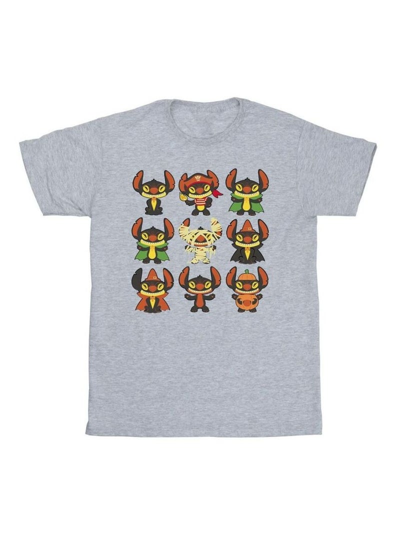 Disney - T-shirt motif Lilo et Stitch motif/style Halloween Gris chiné - Kiabi