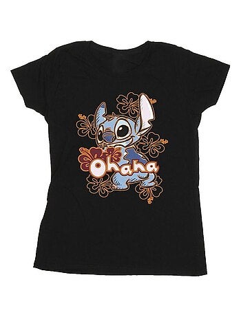 Disney - T-shirt motif Lilo et Stitch motif/style Hibiscus OHANA