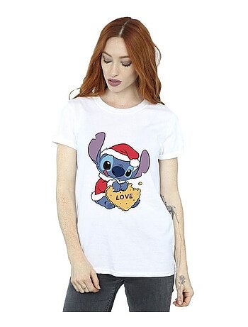 Disney - T-shirt motif Lilo et Stitch motif/style Love, biscuit et Noël