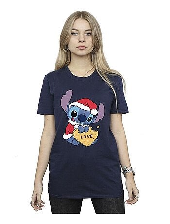 Disney - T-shirt motif Lilo et Stitch motif/style Love, biscuit et Noël