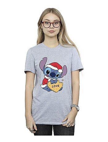 Disney - T-shirt motif Lilo et Stitch motif/style Love, biscuit et Noël