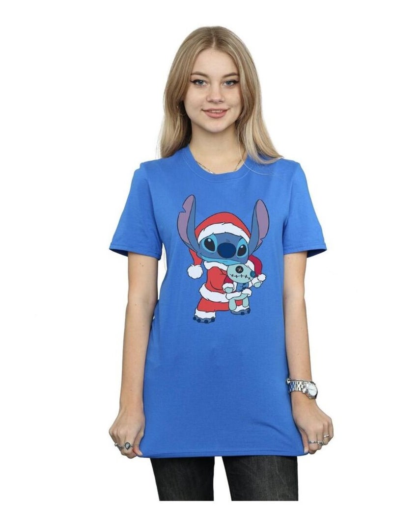 Disney - T-shirt motif Lilo et Stitch motif/style Noël Bleu roi - Kiabi