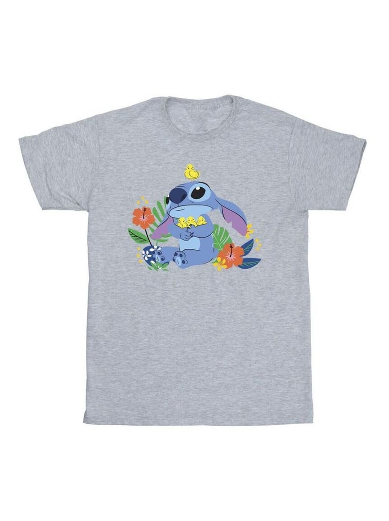 Disney - T-shirt motif Lilo et Stitch motif/style Oiseaux Gris chiné - Kiabi