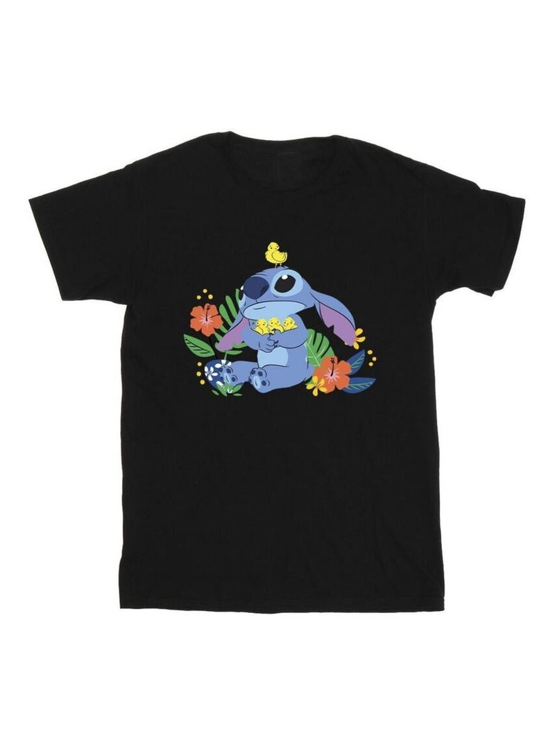 Disney - T-shirt motif Lilo et Stitch motif/style Oiseaux Noir - Kiabi