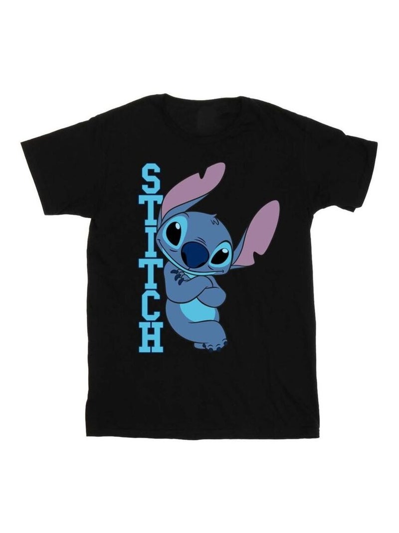 Disney - T-shirt motif Lilo et Stitch motif/style Pose Noir - Kiabi