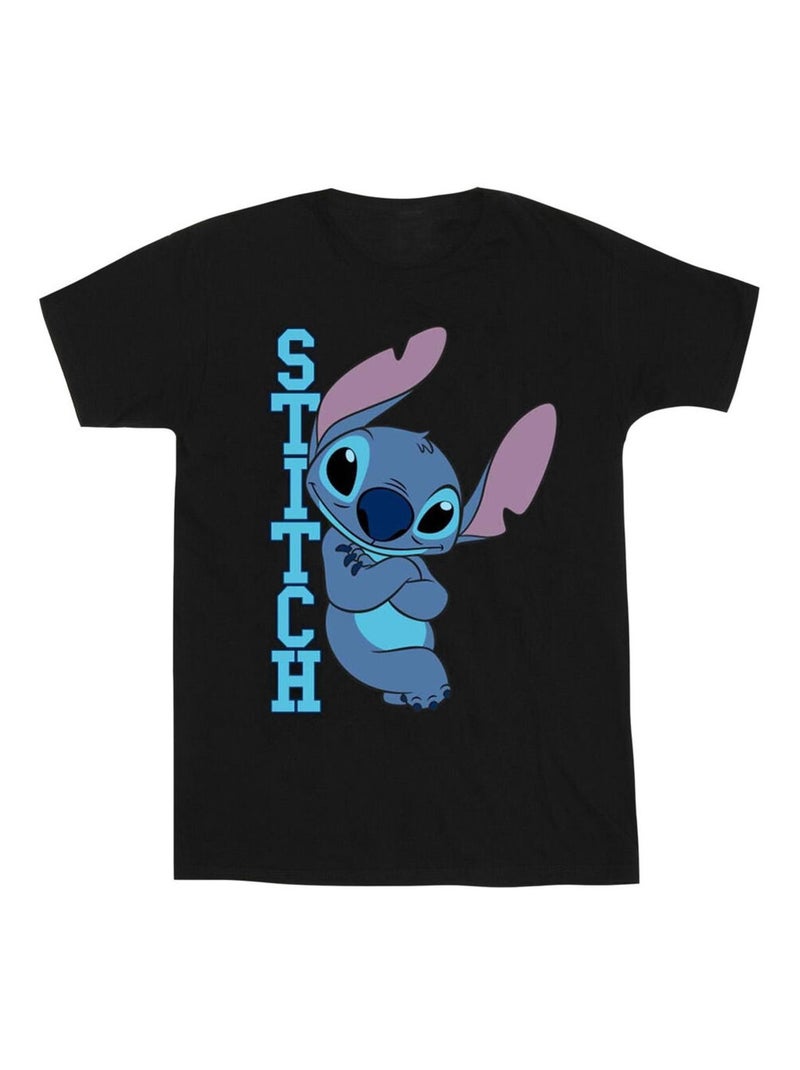 Disney - T-shirt motif Lilo et Stitch motif/style pose Noir - Kiabi