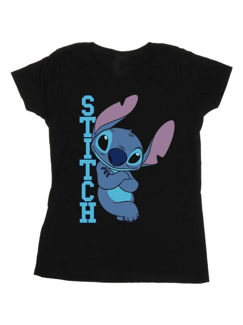 Disney - T-shirt motif Lilo et Stitch motif/style Pose Noir - Kiabi
